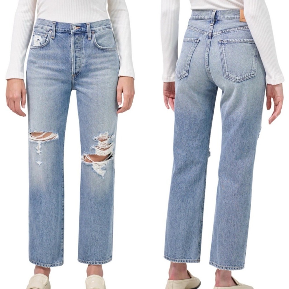 Citizens of Humanity Emery Crop Distressed Relaxed Straight In Heatwave Wash 28